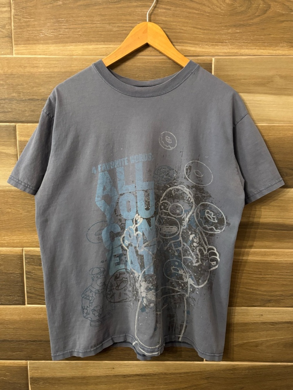 Vintage The Simpsons Homer Funny TV Show Promo Large Blue T Shirt Universal Y2K